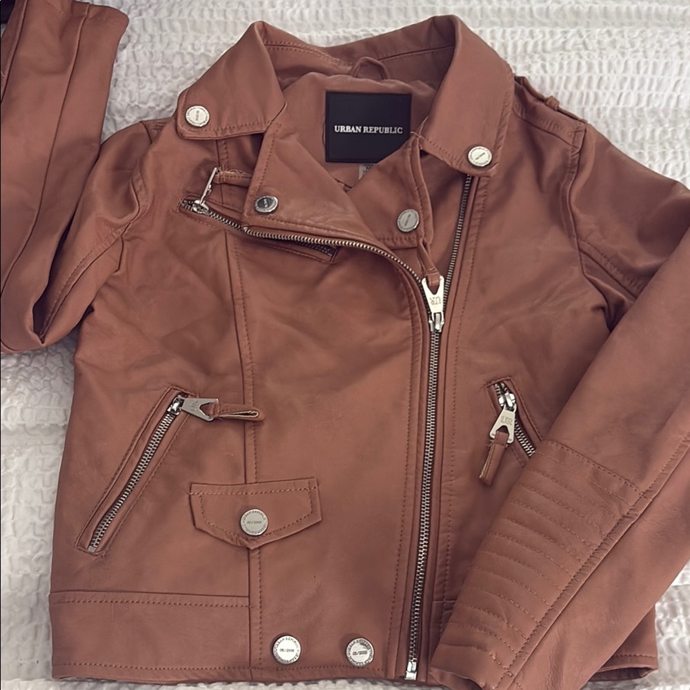 Girl faux leather jacket